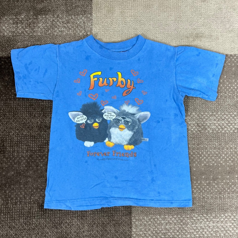Vintage 1999 Furby Forever Friends Youth Medium Blue Graphic T-Shirt Anvil Tag